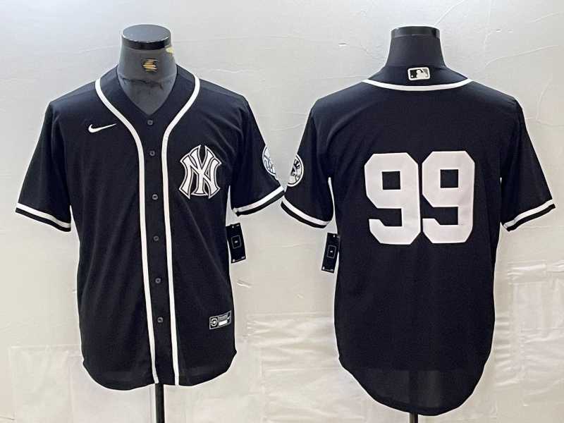 Mens New York Yankees #99 Aaron Judge No Name Black White Cool Base Stitched Jersey